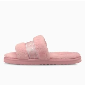 PUMA Fluff Remix Women's Slipper Slide Slip On Lotus Puma White Light Pink
